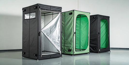 Three of the best grow tents of 2025 showing their highly reflective interiors.