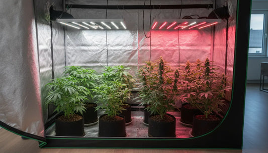 Full spectrum vs bloom spectrum grow lights over indoor plants