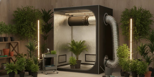 Grow tent ventilation setup with inline fan and carbon filter