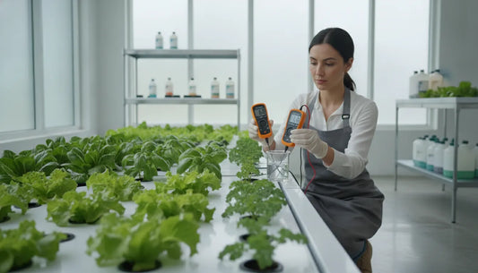 Grower checking how often to change hydroponic reservoir water