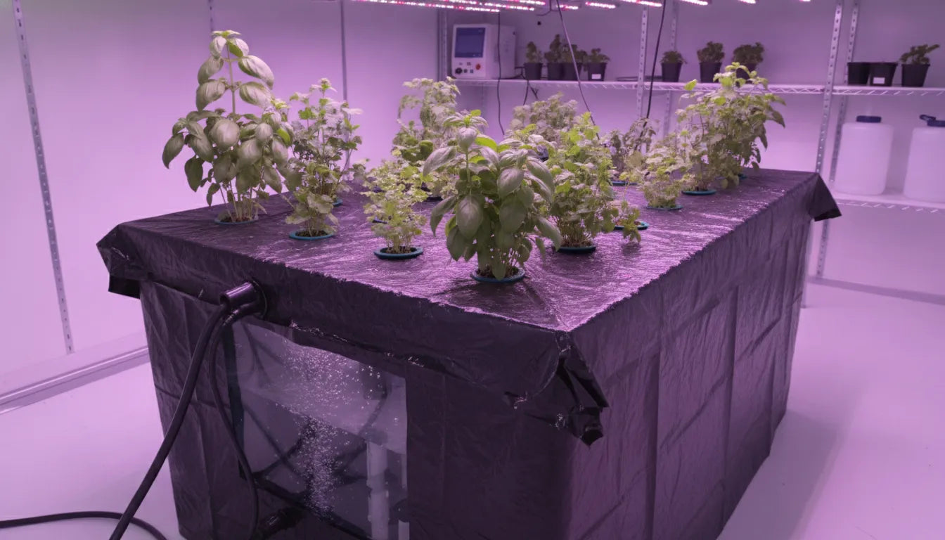 Hydroponic reservoir and equipment arranged for algae prevention