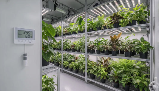 Healthy indoor plants with temperature and humidity controls
