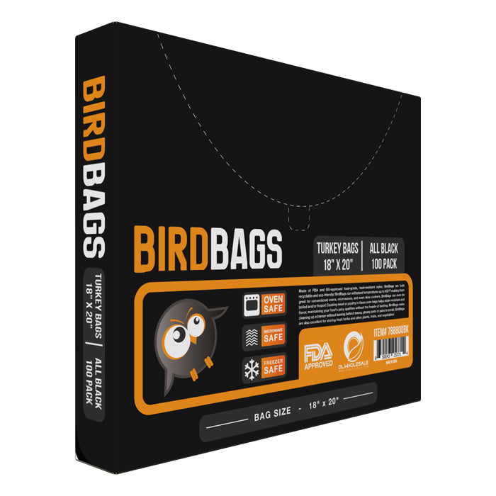 BirdBags 3 Gallon Turkey Bags All Black 18" x 20" (100 Pack)