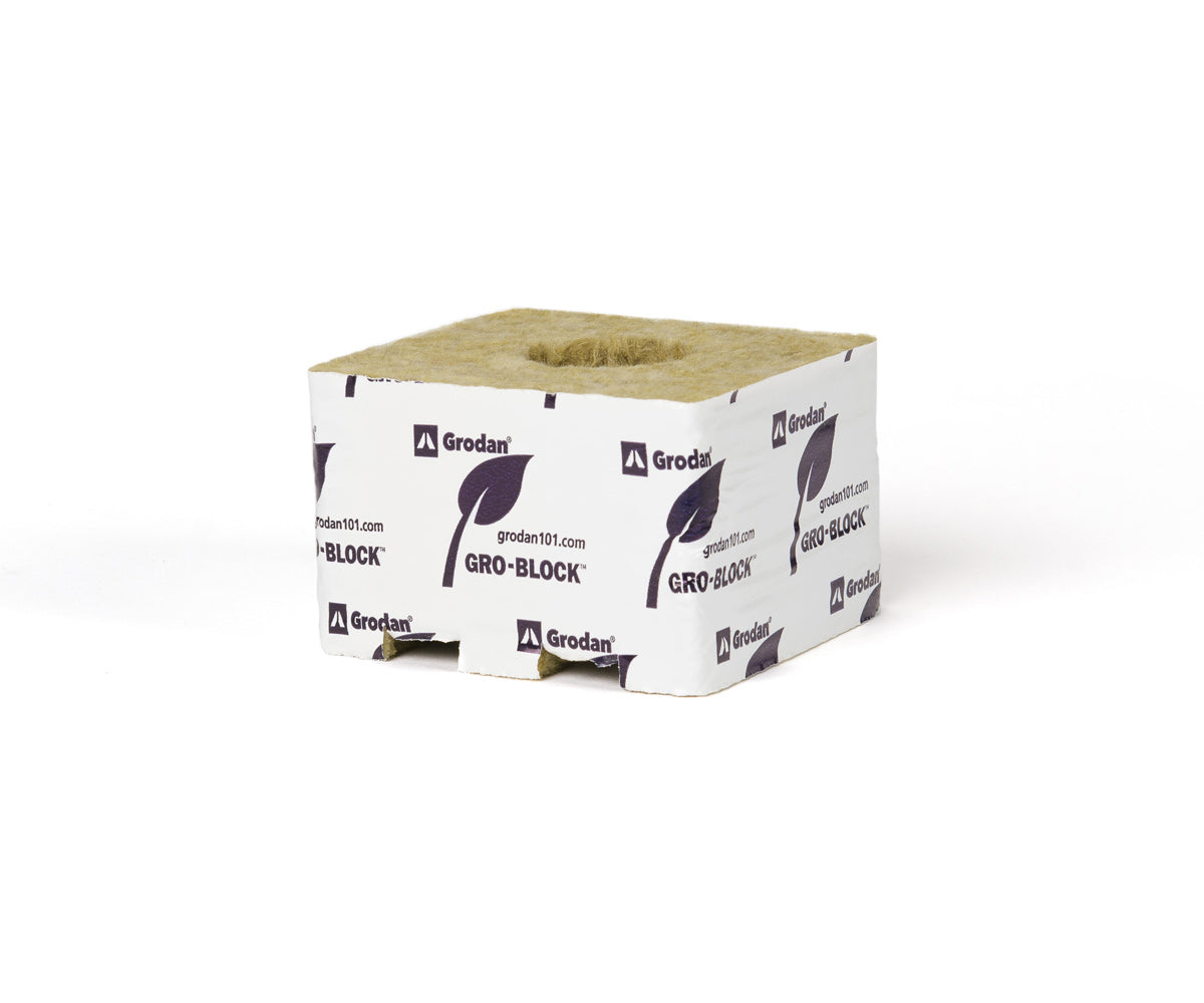 Grodan Gro-Block Improved GR6.5, Small 4” (4" x 4" x 2.6") w/Hole – Loose on Pallet