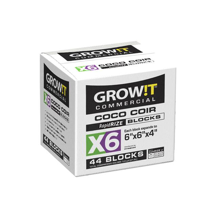 GROWIT Commercial Coco 6"x6"x4" RapidRIZE Block, Pack of 40