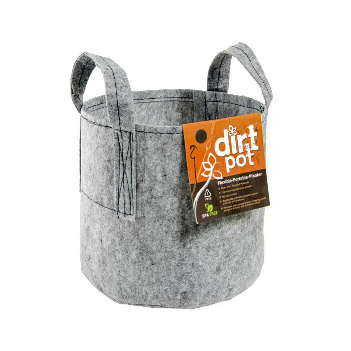 Dirt Pot Round Fabric Pot with Handles, 15 Gallon - Grey
