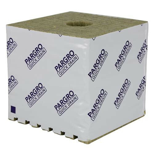 Grodan Pargro QD Biggie Block with Hole, 6" x 6" x 6" - Case of 64 - Hydroponics