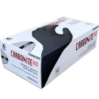 Grabber Carbonite HD Black Nitrile Gloves, Large, Box of 100