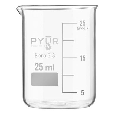 Glass Beaker Low Form with Spout and Graduations - 25ml