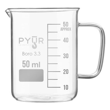 Glass Beaker Low Form with Spout and Graduations with Handle - 50ml