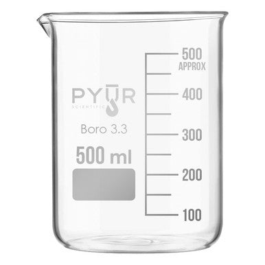 Glass Beaker Low Form with Spout and Graduations - 500ml