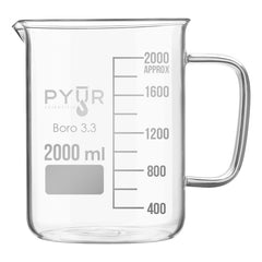 Glass Beaker Low Form with Spout and Graduations with Handle - 2000ml