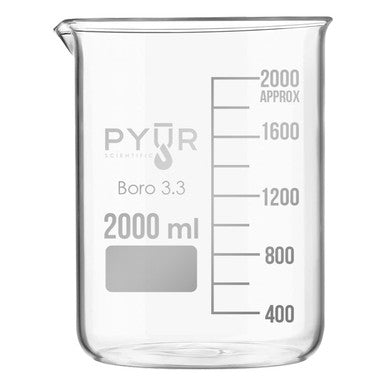 Glass Beaker Low Form with Spout and Graduations - 2000ml