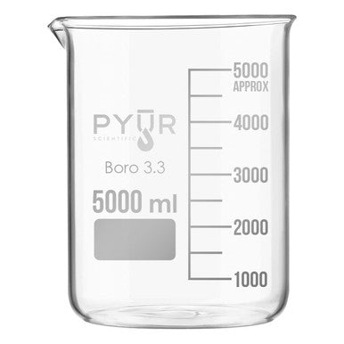 Glass Beaker Low Form with Spout and Graduations - 5000ml