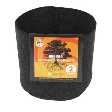 Gro Pro Essential Round Fabric Pot, 2 Gallon - Black - (120/Cs) Case of 2