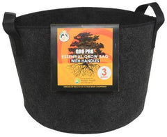 Gro Pro Essential Round Fabric Pot with Handles, 3 Gallon - Black