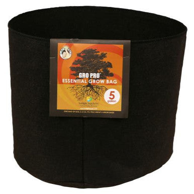 Gro Pro Essential Round Fabric Pot, 5 Gallon - Black - (90/Cs) Case of 2