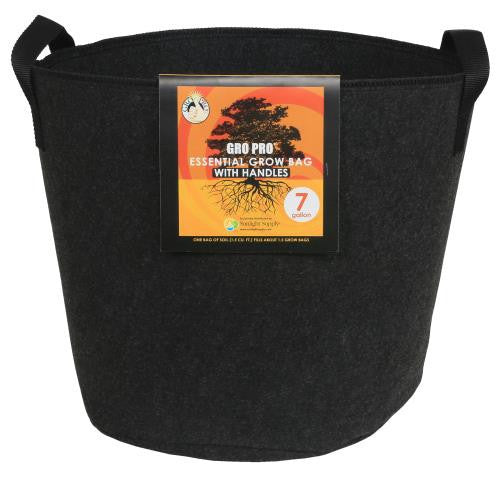 Gro Pro Essential Round Fabric Pot with Handles, 7 Gallon - Black