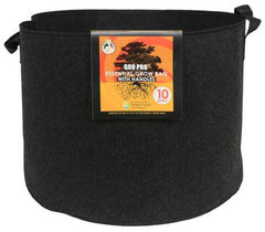 Gro Pro Essential Round Fabric Pot with Handles, 10 Gallon - Black - (60/Cs) Case of 2
