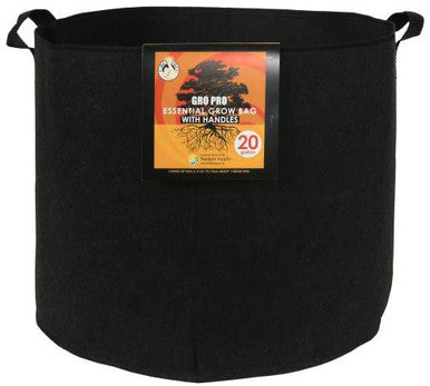 Gro Pro Essential Round Fabric Pot with Handles, 20 Gallon - Black - (42/Cs) Case of 2