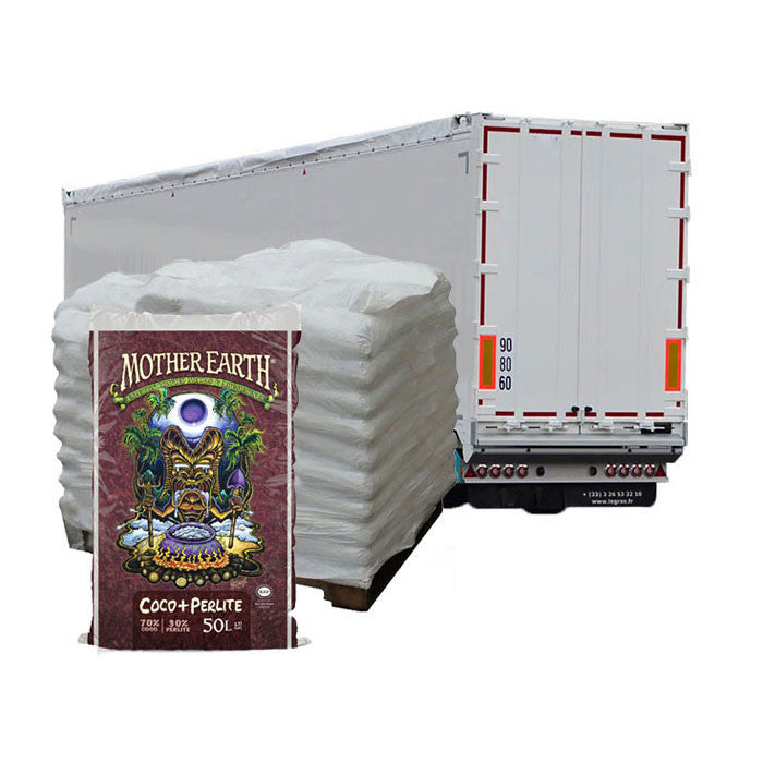 Mother Earth Coco + Perlite Mix, Half Truck Load of 11 Pallets - 715 Bags Total - 50 Liter/1.8 Cu. Ft Bags