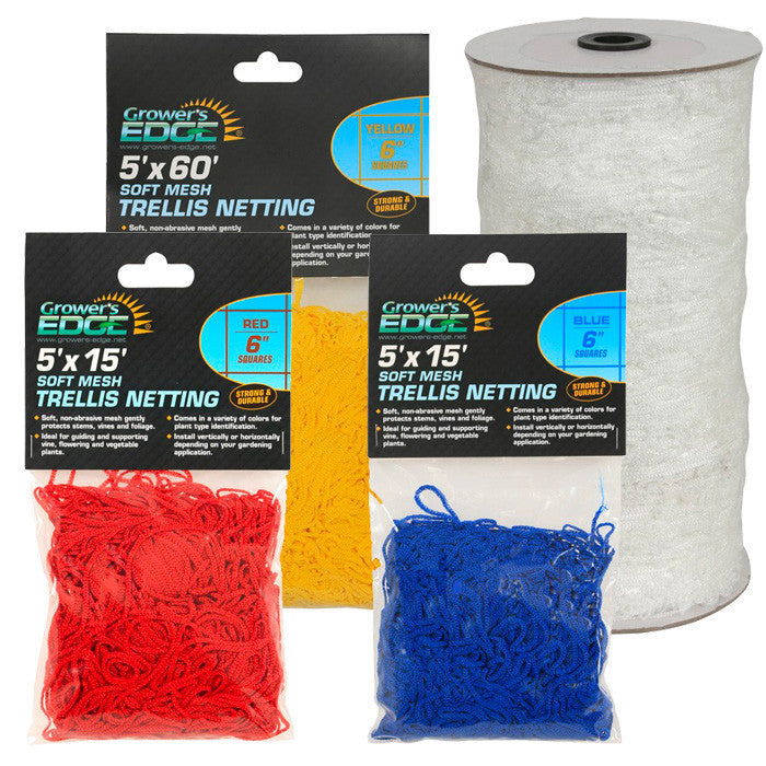 Grower's Edge Soft Mesh Trellis Netting Bulk Roll 5 ft x 225 ft w/ 3.5 in Squares